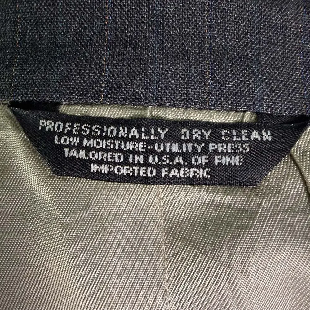 Johnny Carson Vintage 40R Charcoal Gray Pinstripe Suit Jacket Blazer Tailored